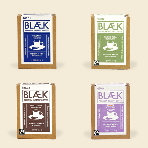 BLÆK Premium Instant Coffee Starter Set - Boxes + Decaf