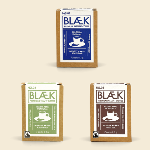 BLÆK Premium Instant Kaffee Starter-Set - Boxen